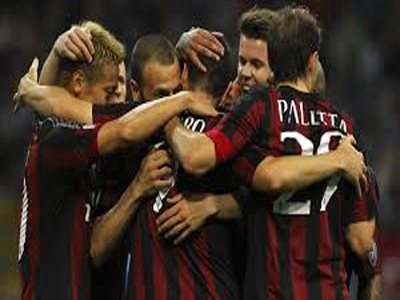 Players of AC Milan celebrating after a goal. PHOTO: fifa.com
