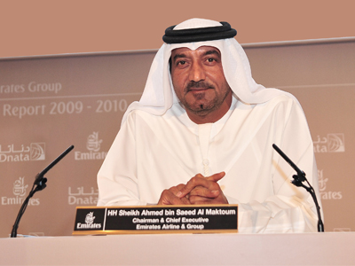 His Highness Sheikh Ahmed bin Saeed Al-Maktoum, Chairman and Chief Executive, Emirates Airline and Group. Photo: Emirate
