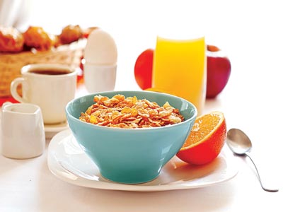 Heathy breakfast .... Skipping breakfast may lead to one or more risk factors, including obesity, high blood pressure, high cholesterol and diabetes, which may in turn lead to a heart attack over time.        																		          PHOTO CREDIT: google.com